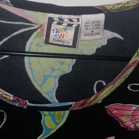 Take Two Clothing Co. Black/Pink Butterfly Top - Picture 5 of 6